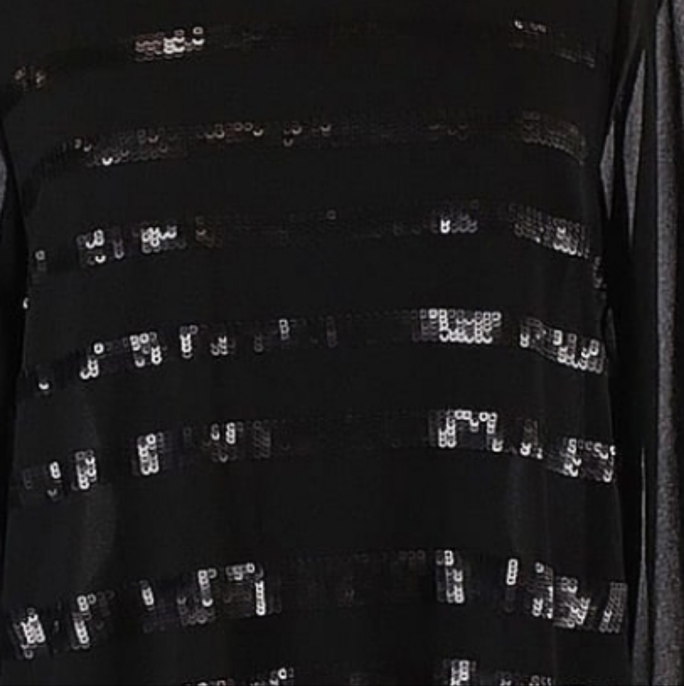 Ro & De Sheer Black Sequin Relaxed Blouse - Medium - Picture 2 of 8